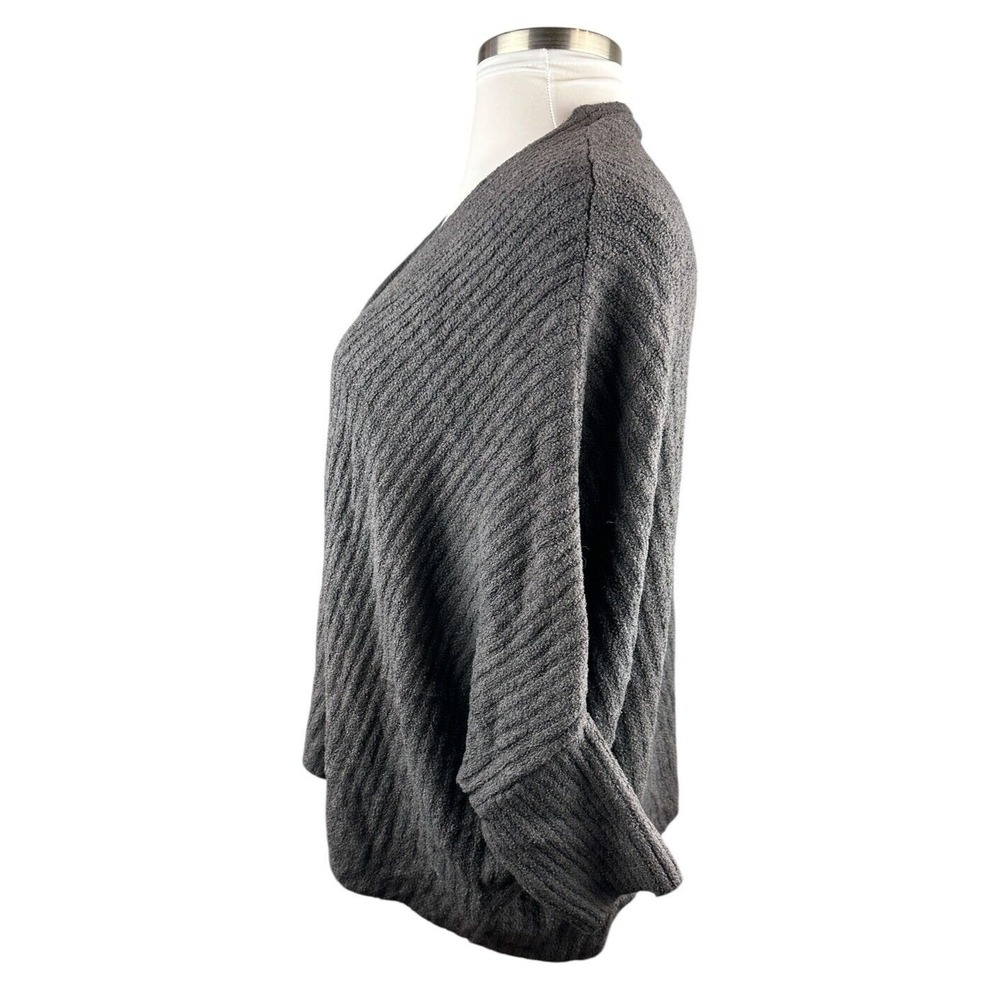 Barefoot Dreams Cozy Chic Lite Ribbed Shrug Cardigan Carbon Gray Plus Size 3X - Picture 5 of 12
